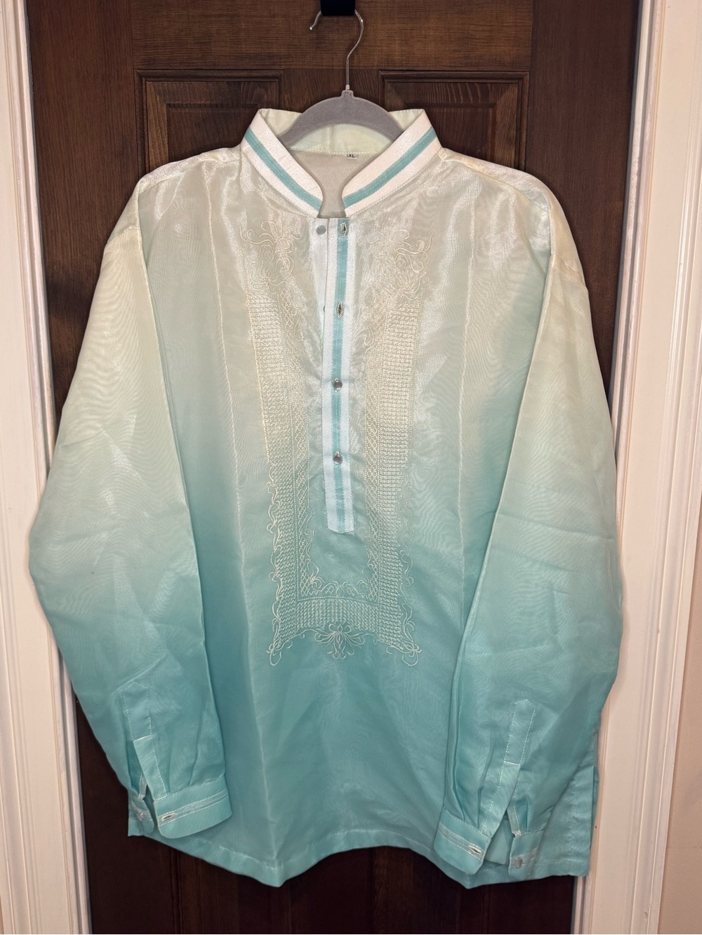 Modern Ombre Organza Barong Tagalog Mens XL Mint